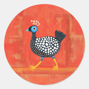 Sticker Rond Pintade tachetée fantaisiste