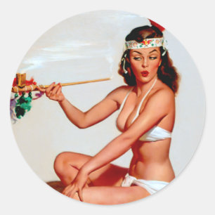 Sticker Rond Pipe de paix vers le haut