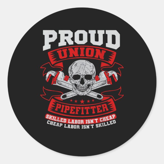 Sticker Rond Pipefitter Steamfitter Plumber - Main-d'oeuvre qua (Devant)