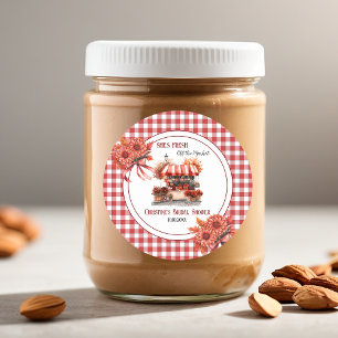 Sticker Rond Pique-nique champêtre en vichy pour la douche de l