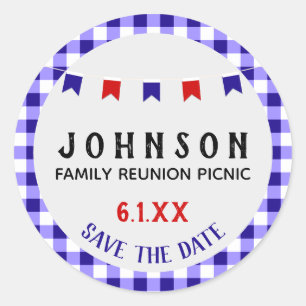 Sticker Rond Pique-nique d'été   Bleu blanc rouge   Réunion