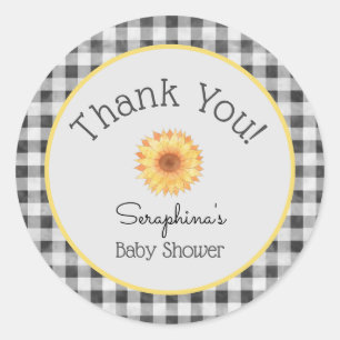 Sticker Rond Pique-nique d'été En vichy Baby shower tournes