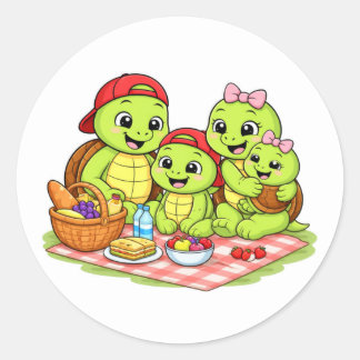 Sticker Rond Pique-nique familial
