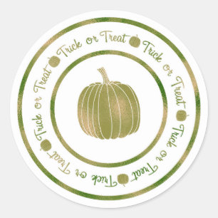 Sticker Rond Pique-nique ou traitement & Citrouille vert Glam H