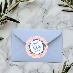 Sticker Rond Pique-nique Vichy Moderne Mignon PERSONNALISÉ Ente