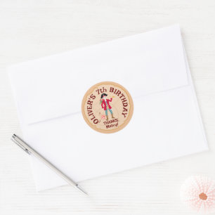 Sticker Rond Pirate Boy Treasure Map Amusants Anniversaire Fête