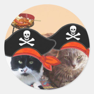 Sticker Rond PIRATE CATS, Parlez comme un jour de pirates