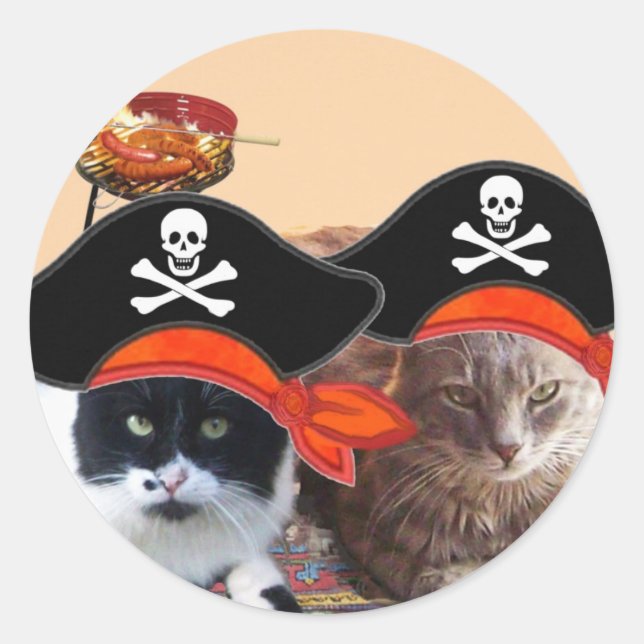 Sticker Rond PIRATE CATS, Parlez comme un jour de pirates (Devant)