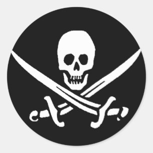 Sticker Rond Pirate Crâne et épées