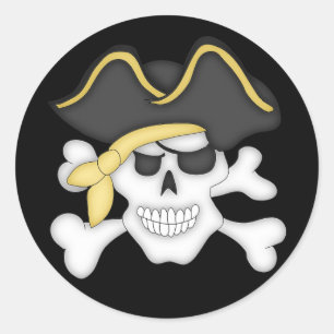 Sticker Rond Pirate crâne et os croisés