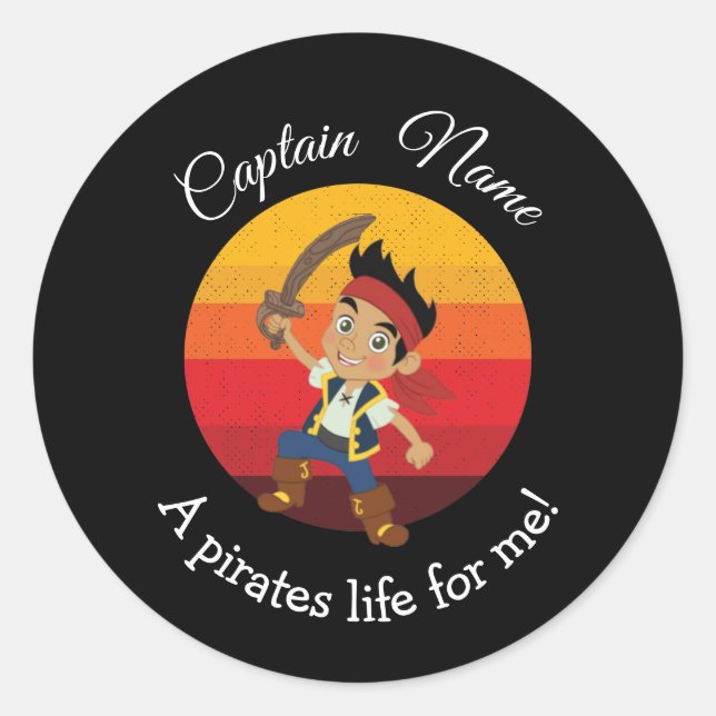 Sticker Rond Pirate de la fête des garçons (Devant)