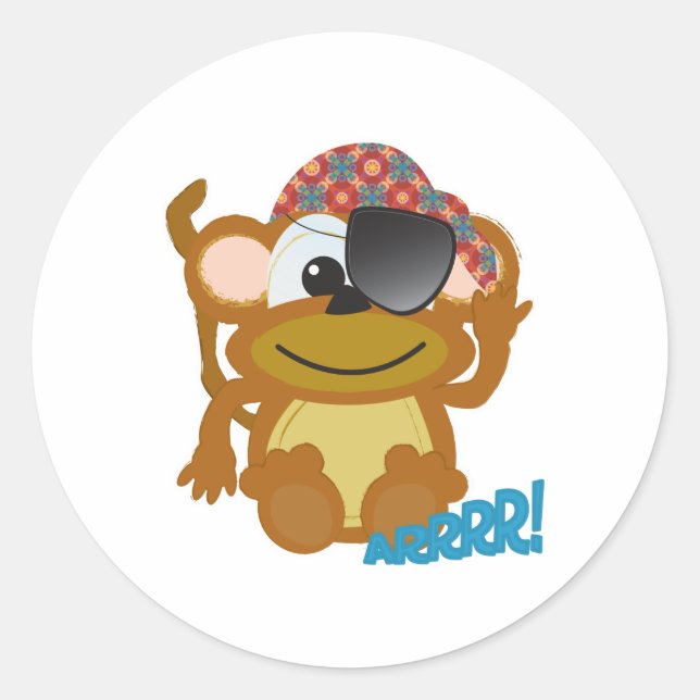 Sticker Rond Pirate de singe de Cute Goofkins (Devant)