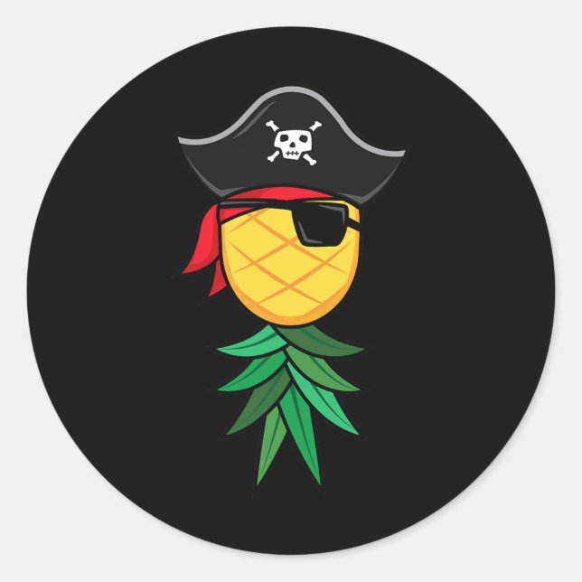 Sticker Rond Pirate d'Halloween vers le haut des pivots d'anana (Devant)