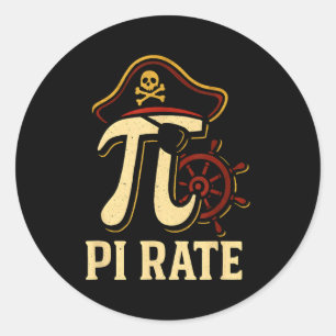 Sticker Rond Pirate drôle de maths Pirate Jour de Pi 3.14 Ensei