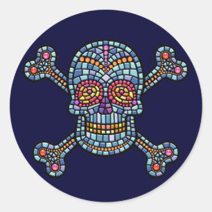 Sticker Rond Pirate en mosaïque