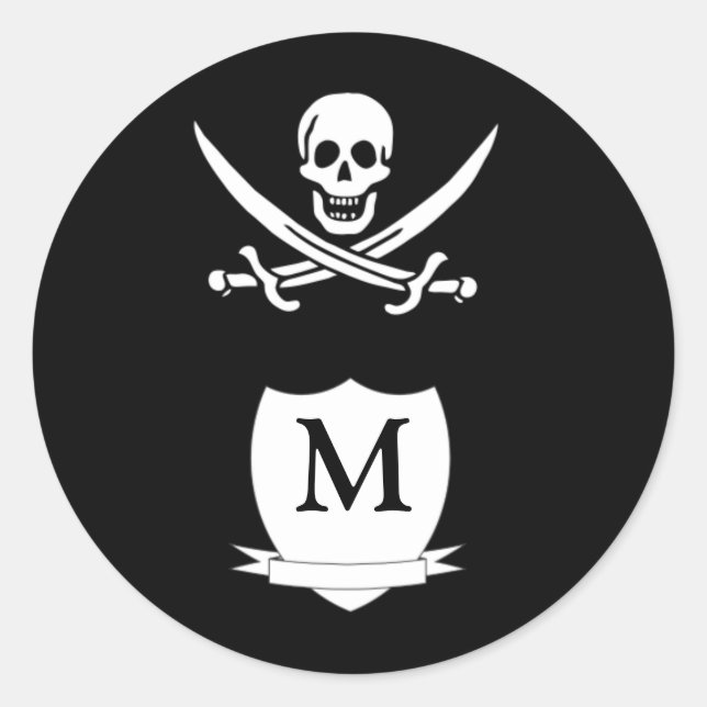Sticker Rond Pirate et monogramme (Devant)