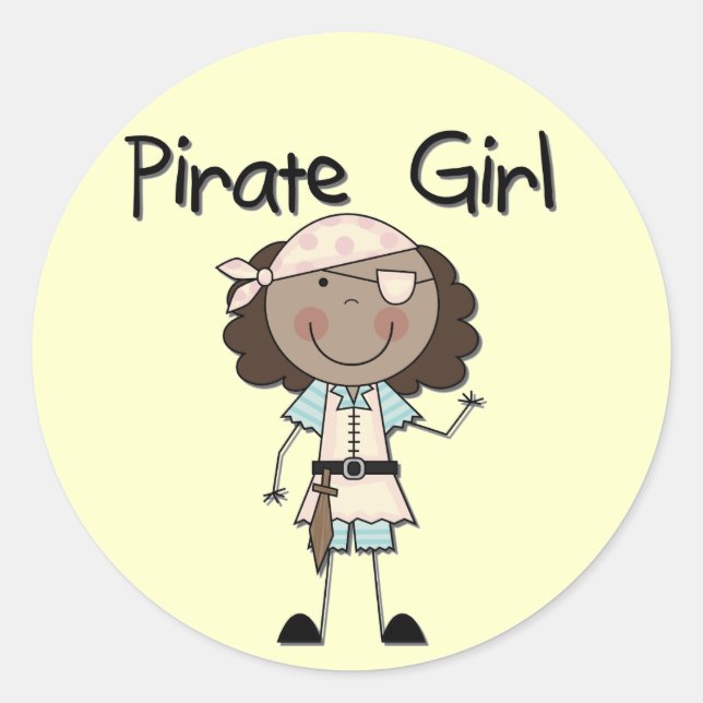 Sticker Rond Pirate Girl African American Tshirts and Gifts (Devant)