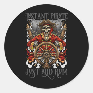 Sticker Rond Pirate Instantané Ajouter Juste Rum Halloween Crui