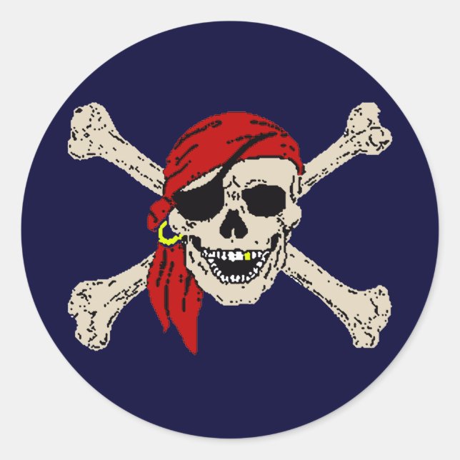 Sticker Rond Pirate, Jolly roger, Crâne (Devant)