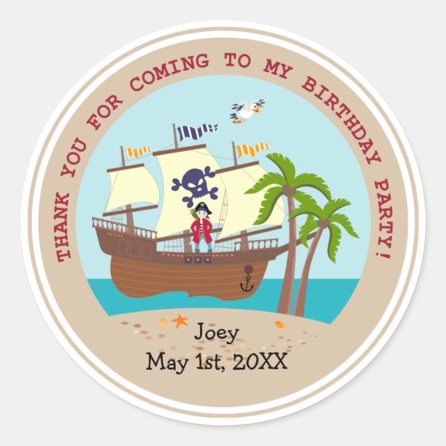 Sticker Rond Pirate kid birthday (Devant)