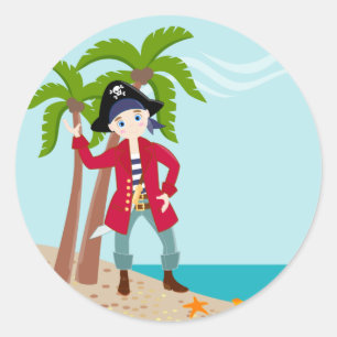 Sticker Rond Pirate kid birthday