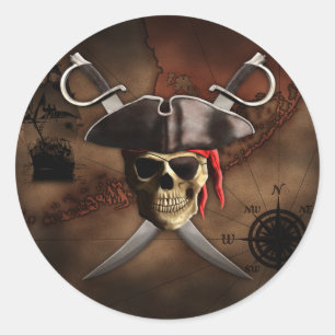 Sticker Rond Pirate map