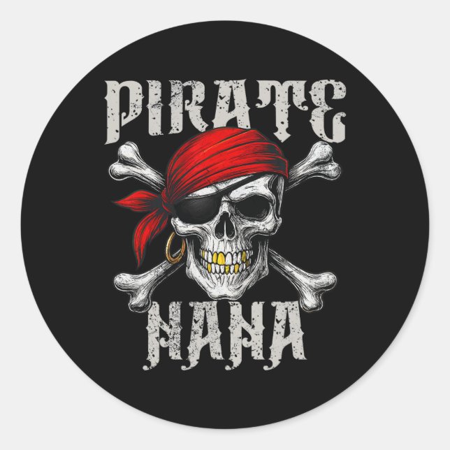 Sticker Rond Pirate Nana Jolly roger Drapeau Et Crossbones Crân (Devant)
