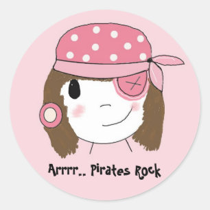 Sticker Rond Pirate rose