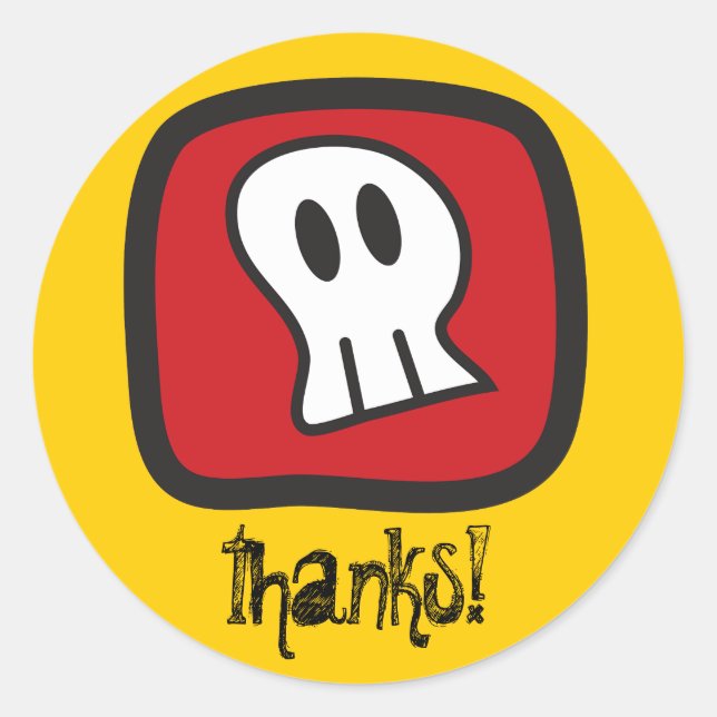 Sticker Rond Pirate Skeleton Skull & Bones Boy's Birthday Party (Devant)