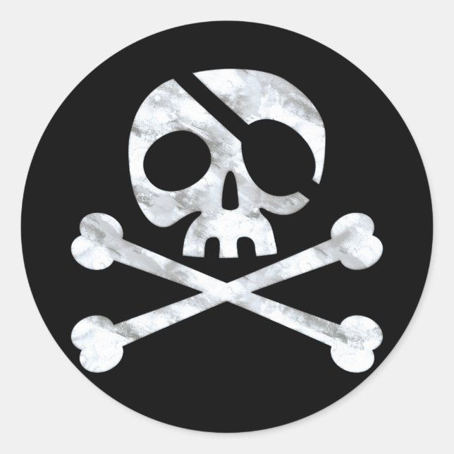 Sticker Rond Pirate Skull & Crossbones Noir (Devant)