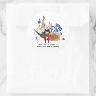 Sticker Rond Pirate Thème Anniversaire Fête Merci Favoriser