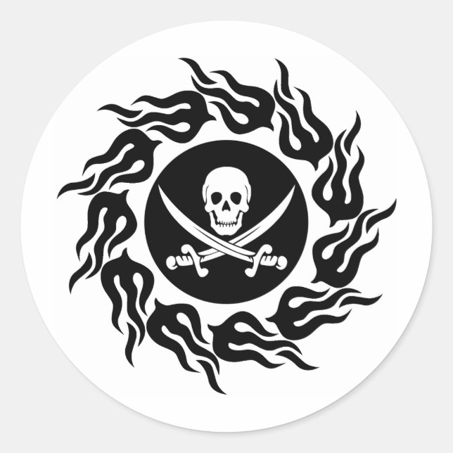 Sticker Rond Pirate tribale (Devant)