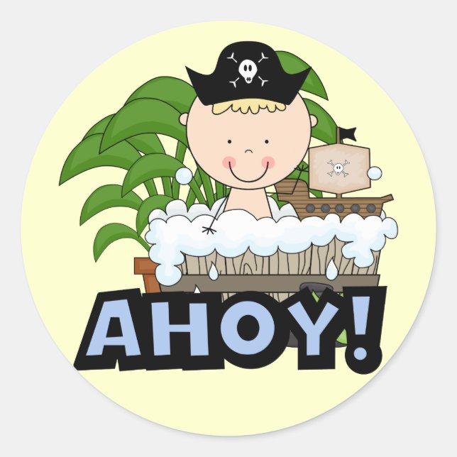 Sticker Rond Pirates Baignoire - Blond Boy Tshirts et cadeaux (Devant)