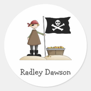 Sticker Rond Pirates ・ Pirate, Drapeau & Trésor