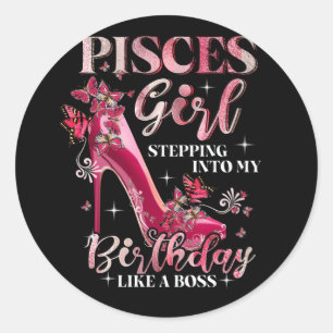 Sticker Rond Pisces Girl Entrée Dans Mon Anniversaire Comme Un 