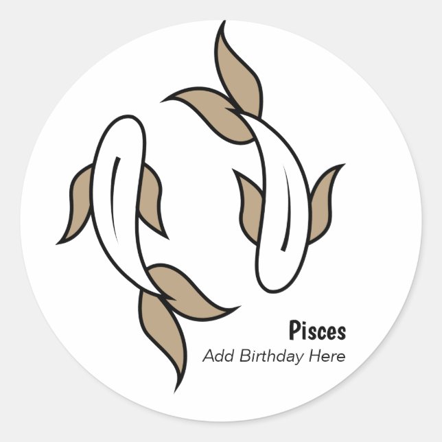Sticker Rond Pisces the twin fish personalized party (Devant)