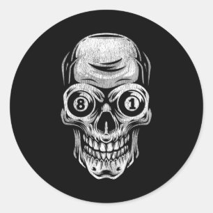 Sticker Rond Piscine Billard Snooker Player Crâne 8 Et 9