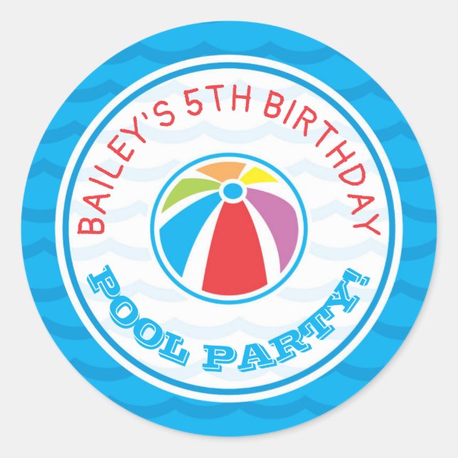 Sticker Rond Piscine Fête Anniversaire Beach Ball (Devant)
