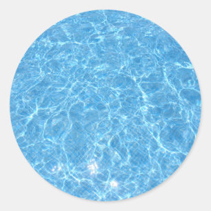 Sticker Rond Piscine personnalisée Bleu Eau tendance Blanc