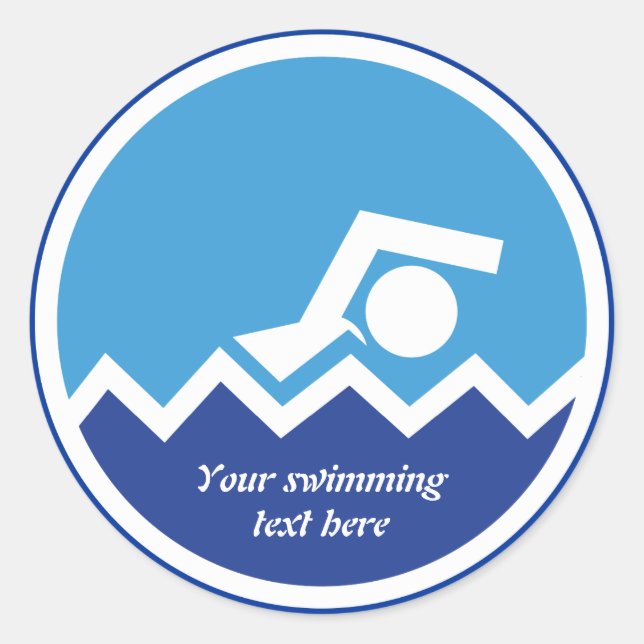 Sticker Rond Pismming venin, swimmer on blue circle custom (Devant)
