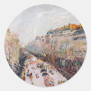 Sticker Rond Pissarro - Montmartre, Mardi Gras sur le boulevard