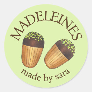 Sticker Rond Pistachio Madeleines Pâtisserie française cuite au