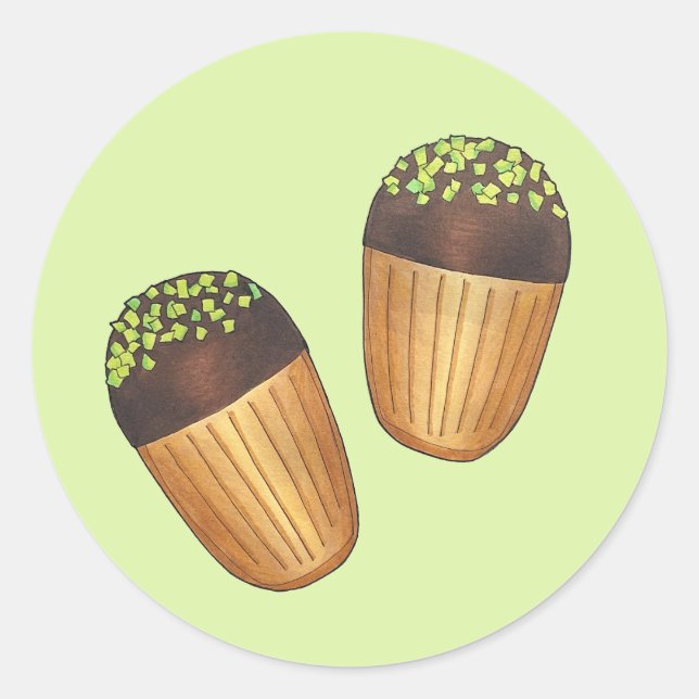 Sticker Rond Pistachio Madeleines Pâtisseries françaises Pâtiss (Devant)