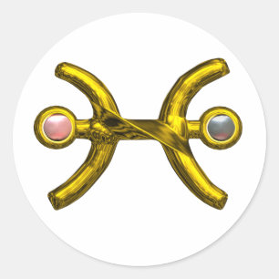 STICKER ROND PISTES / JOIE À SIGNE ZODIATIQUE OR AVEC PERLES