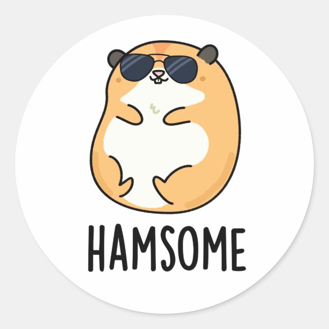 Sticker Rond Pistolet à hamster amusant pour jambon (Devant)
