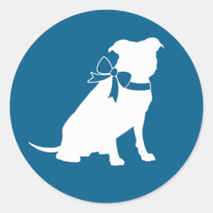 Sticker Rond Pit Bull Baby shower Pitbull Chien Blue Boy