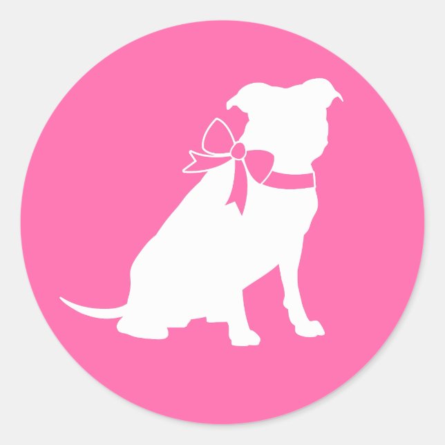 Sticker Rond Pit Bull Chien Baby shower rose fille Pitbull (Devant)