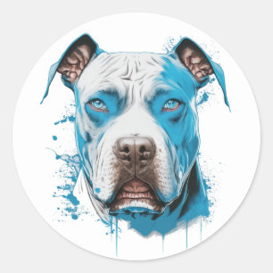 Sticker Rond Pitbull aux yeux bleus   AMOUREUX DES CHIENS