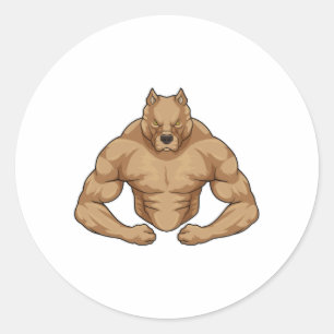 Sticker Rond Pitbull comme Bodybuilder extrême