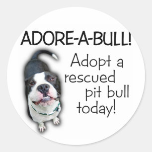 Sticker Rond Pitbull d'Adorer-UN-Taureau !